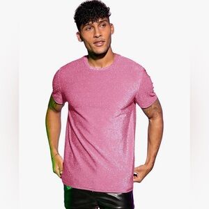 Men's Pink Contrast Glitter Shirt
